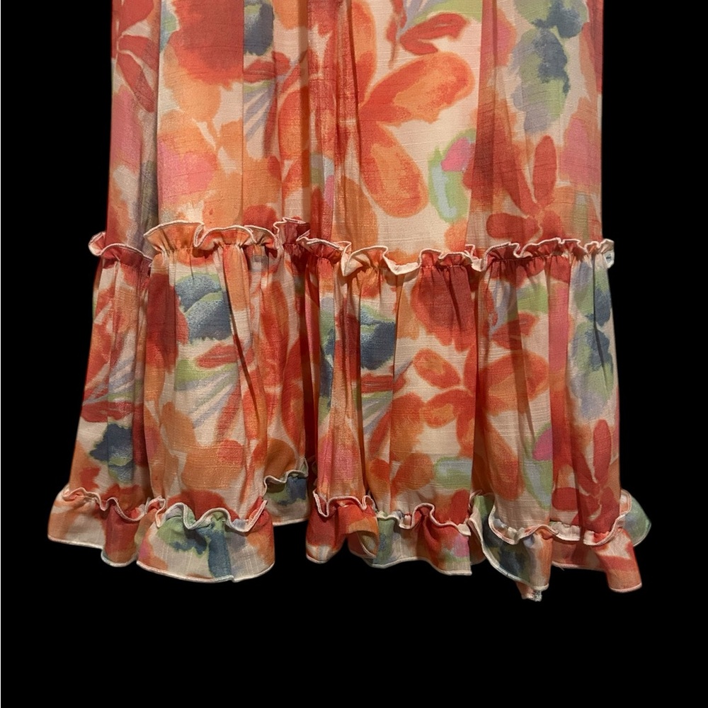 Robbie Bee Floral Midi Ruffle Bottom Dress - Picture 2 of 11